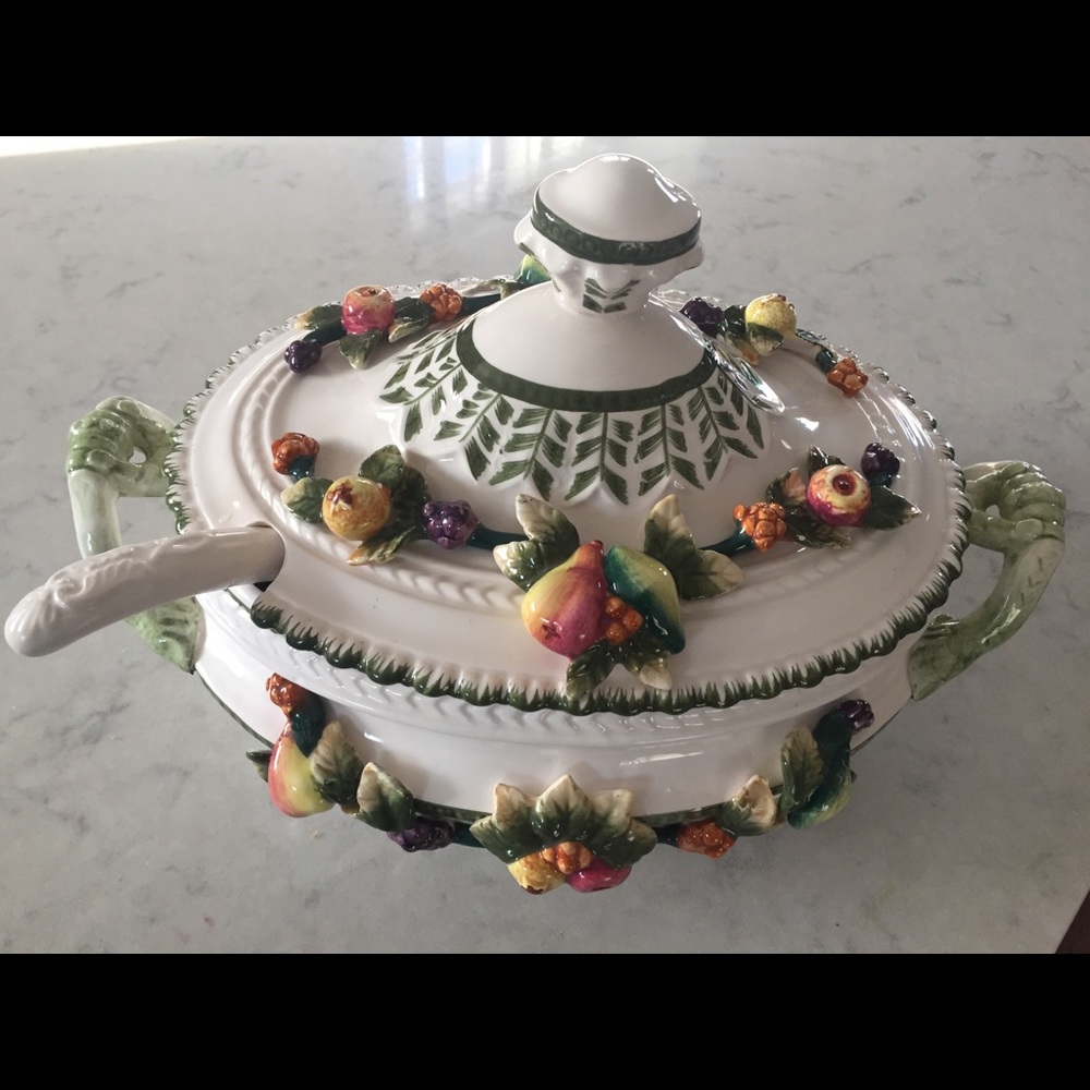 Vintage Soup Tureen - Fruit Design